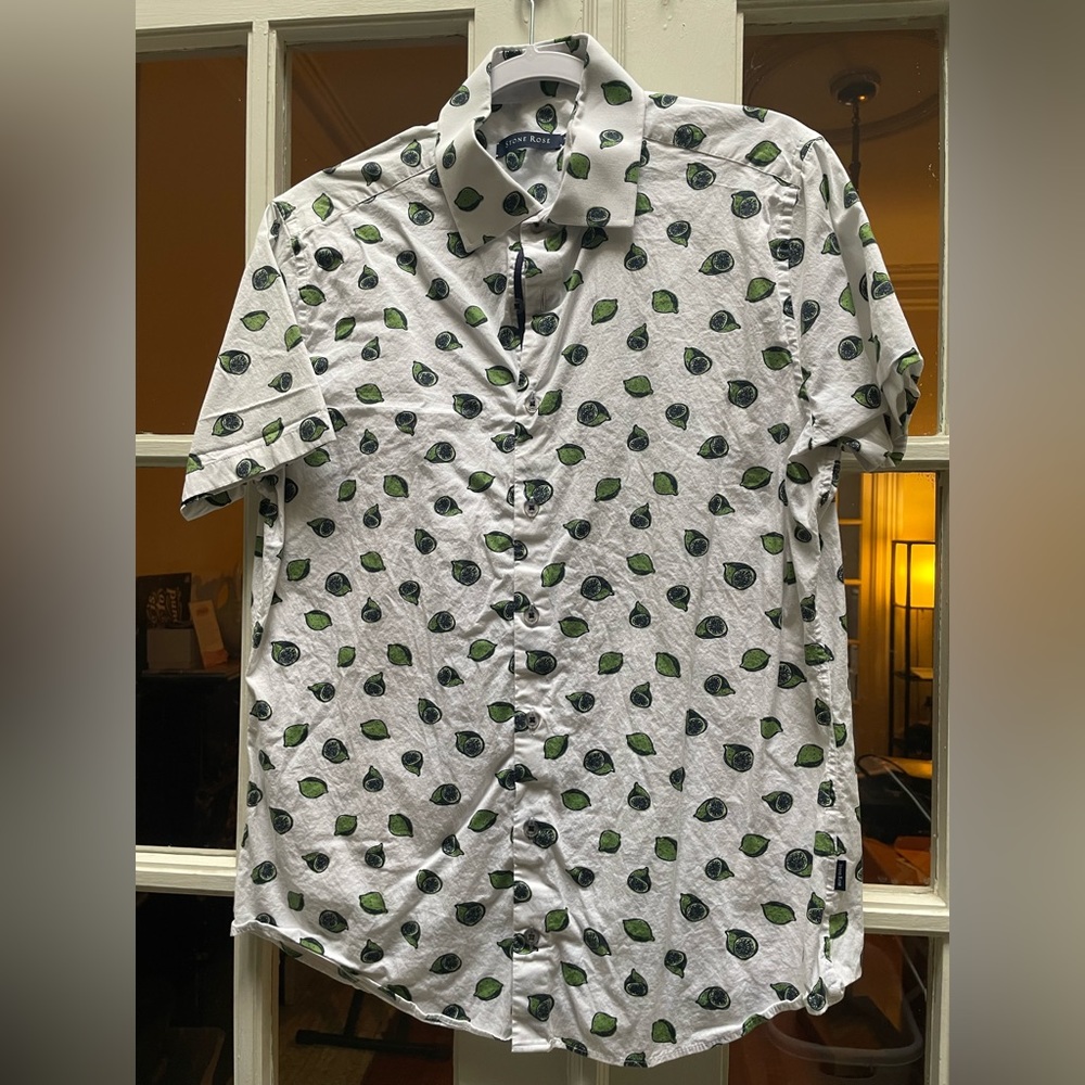 Stone Rose men’s button-down lime print shirt